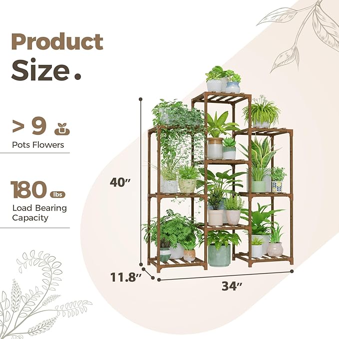 Bamworld Plant Stand Indoor Plants Shelf Outdoor Wood Plant Rack - Image 6