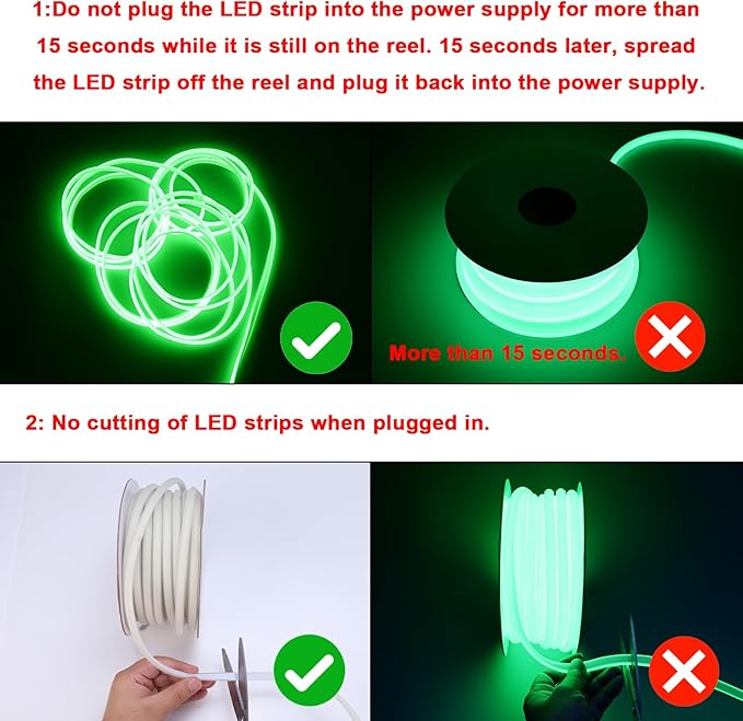 AC 110V COB LED Strip Lights Outdoor Waterproof 65.6ft, IP65 Flexible Cuttable - Image 6