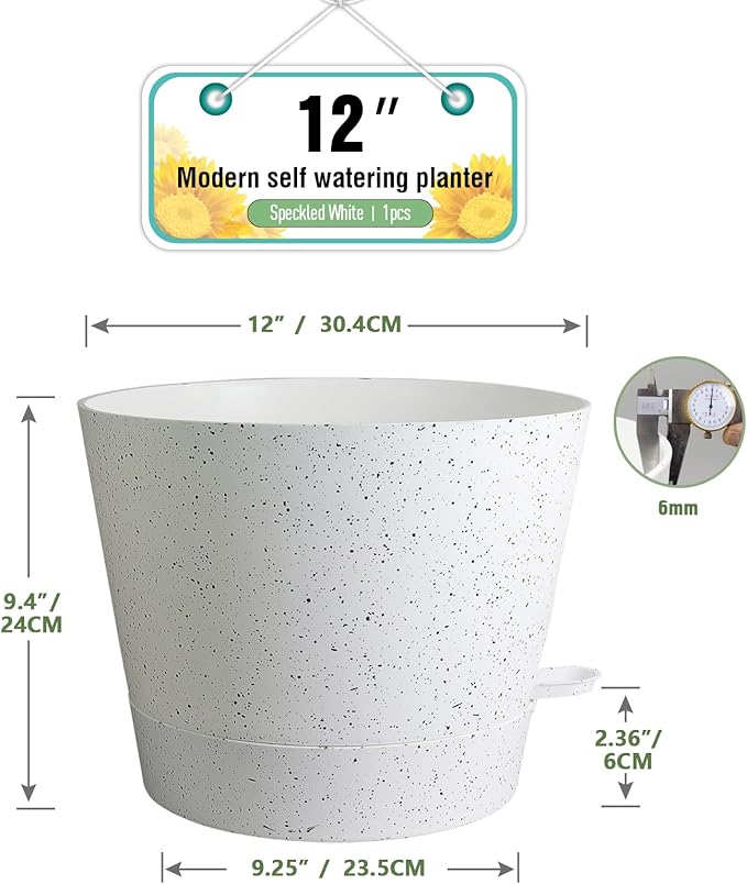 12 inch Large Self Watering Pots, Plant Pots - Image 2