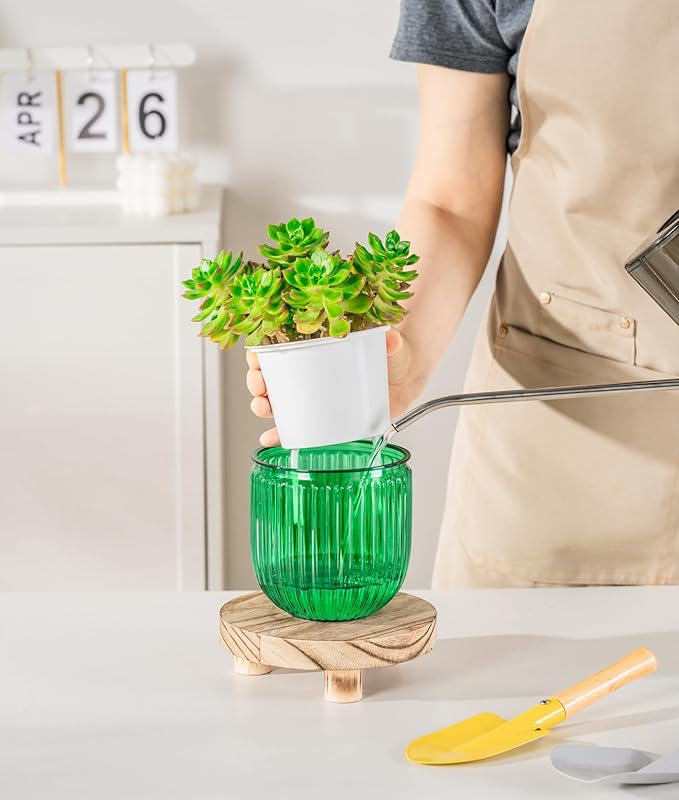 Melphoe Self Watering Pots for Indoor Plants Planter, 4.3 Inch 2 Pack Planters - Image 5