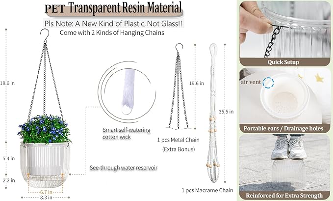 Melphoe Self Watering Hanging Planters - Image 7