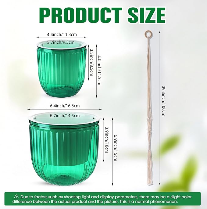 6 Pack Self Watering Hanging Planters Indoor Flower Pots Visible Water Level - Image 2