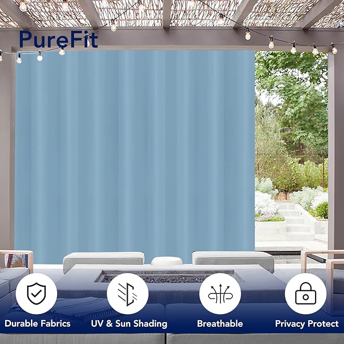 PureFit Outdoor Curtains for Patio Waterproof Weatherproof, UV Resistant - Image 3
