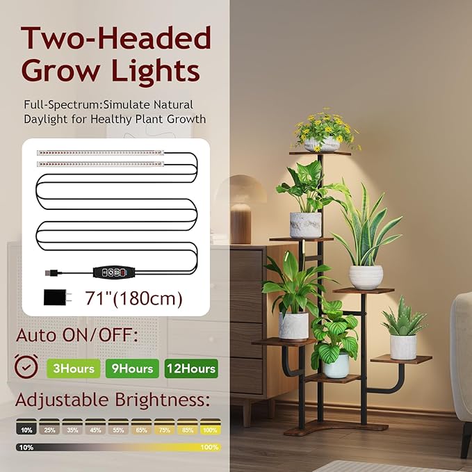 Corner Plant Stand with Grow Light - Image 4
