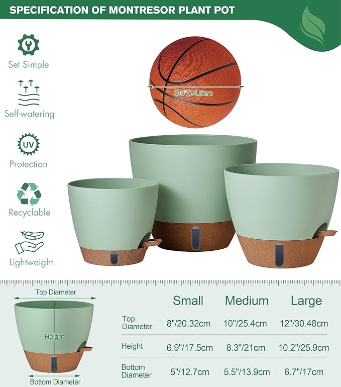 12/10/8 Inch Self Watering Pots - Image 4