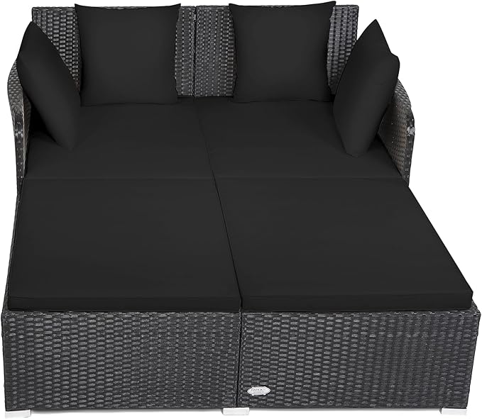 Tangkula Outdoor Rattan Daybed, Wicker Furniture - Image 8