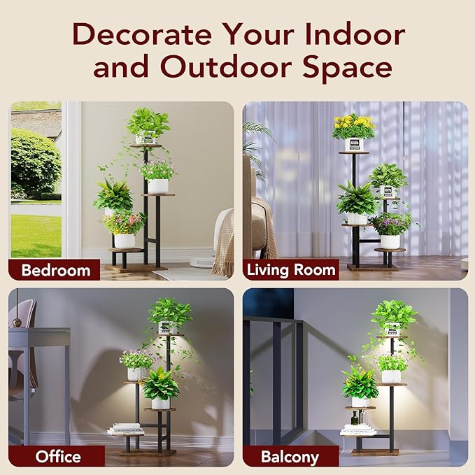 Plant Stand Indoor with Grow Light, 4-Tiered Tall Plant Stand Indoor, Metal - Image 4