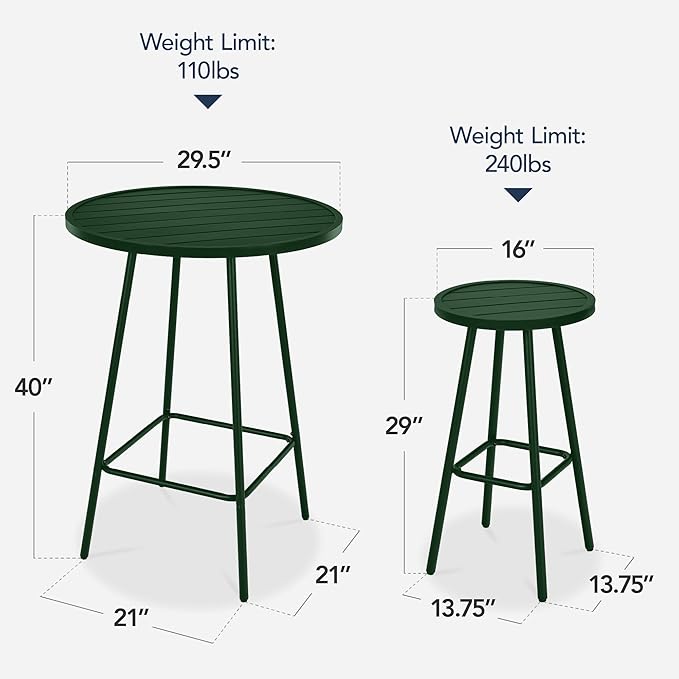 Best Choice Products 3-Piece Patio Dining Set, Bar Height, Outdoor Bistro Set - Image 2