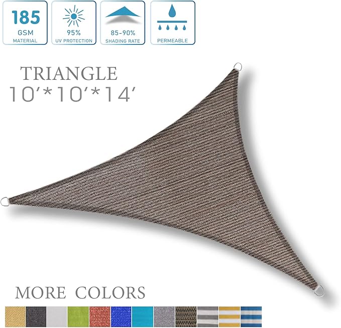 LOVE STORY 10' x 10' x 14' Right Triangle Brown Sun Shade Sail Canopy UV Block - Image 7