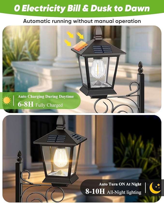 Outdoor Flower Pots 2 in 1, Solar Lamp Post - Image 3