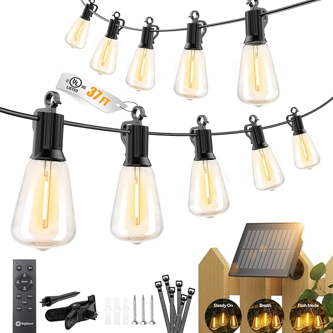 Brightown 37FT Solar String Lights Outdoor Waterproof, Patio Lights by Brightown