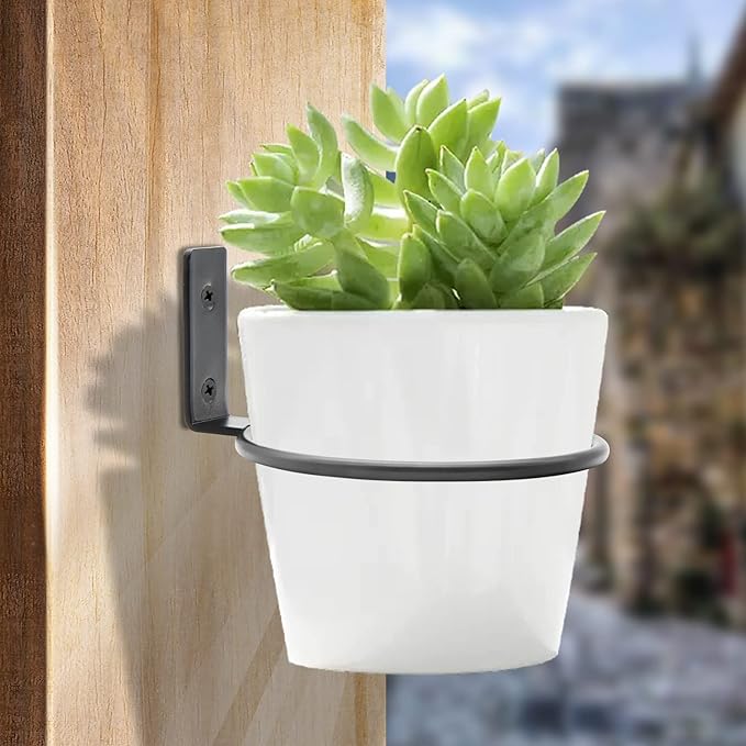 2-Pack 4 inch Flower Pot Holder Ring, Wall Mounted Metal Planter Hanger - Image 2