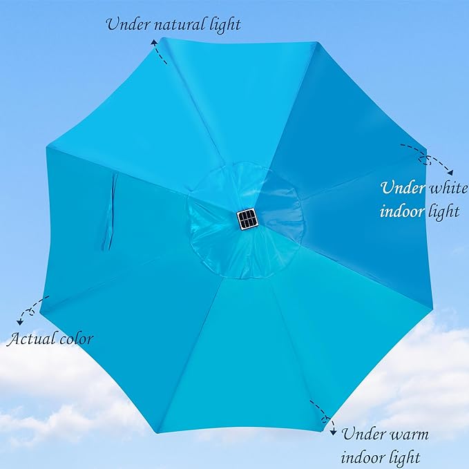 Blissun 9 ft Solar Umbrella, 32 LED Lighted Patio Umbrella, Table Market - Image 2