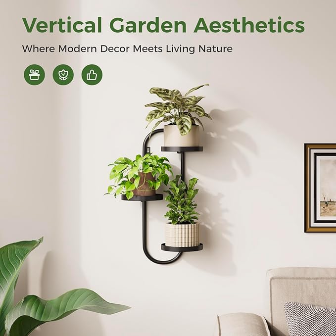 Wall Plant Holder 3 Tier Window Plant Shelves Metal Plant Wall Hanger - Image 2
