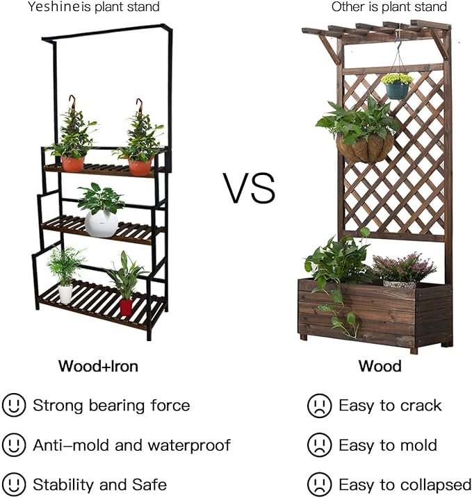 yeshine 3-Tier Hanging Plant Stand Indoor, 68 Inch Tall Metal Plant Shelf - Image 2
