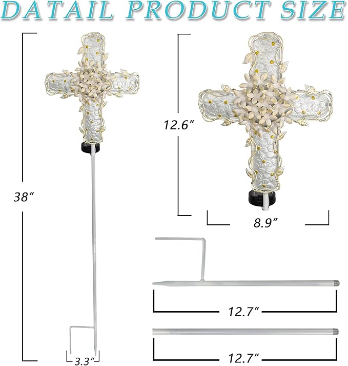 38Inch Solar Cross Garden Lights Outdoor Decorative - Image 5