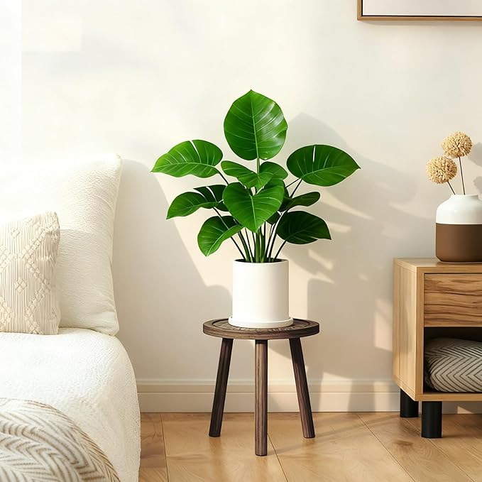 3 Pack Plant Stand Indoor Outdoor Mid-Century Modern Plant Stool Wooden Plant - Image 5