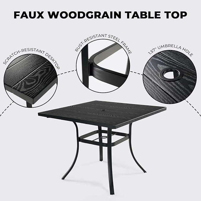Grand patio 5-Piece Outdoor Dining Set, 4 Leather-Look Wicker Swivel Blue Patio - Image 8