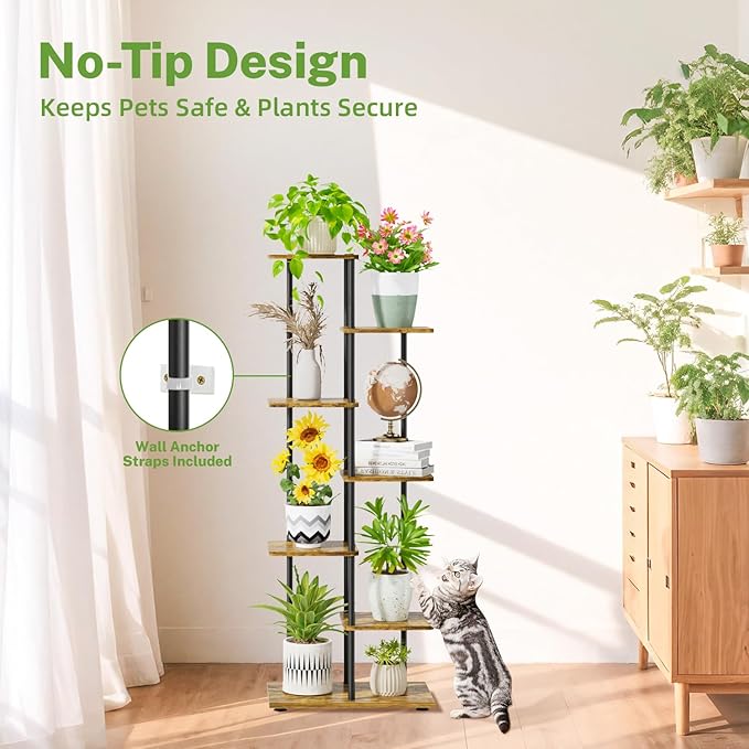 iDavosic.ly 6 Tier Tall Plant Stand Indoor, Tiered Corner Metal Wood Multiple - Image 5
