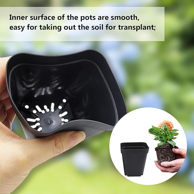 Square Nursery Pots 3" 120Pcs Deep Succulent Plastic Pots Small Flower Planter - Image 3