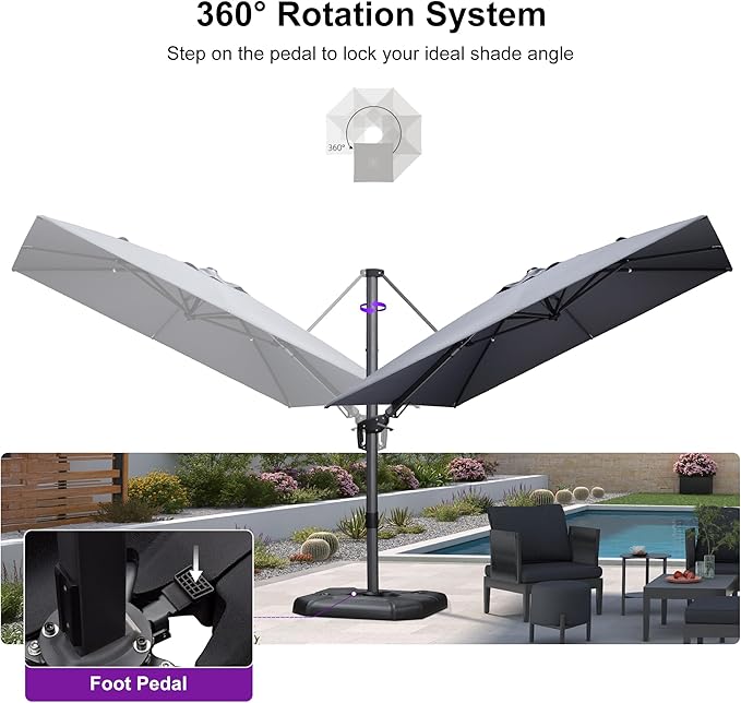 PURPLE LEAF 9' X 12' Right-left Tilt Patio Umbrella - Image 7