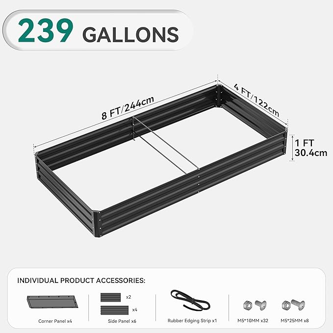 YITAHOME 96x48x12 in 2pcs Galvanized Raised Garden Bed Kit, Large Metal Planter - Image 8