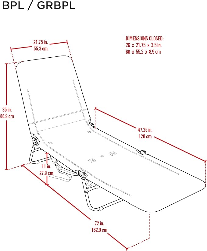 Rio Beach Portable Lay Flat Folding Backpack Beach Lounge Chair - Image 2