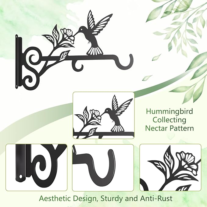 4-Pack Aesthetic Plant Hangers Outdoor – 10 Inch Metal Hanging Plant Bracket - Image 7