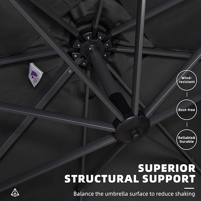 PURPLE LEAF 10' X 13' Square Cantilever Umbrella Patio Umbrella - Image 7
