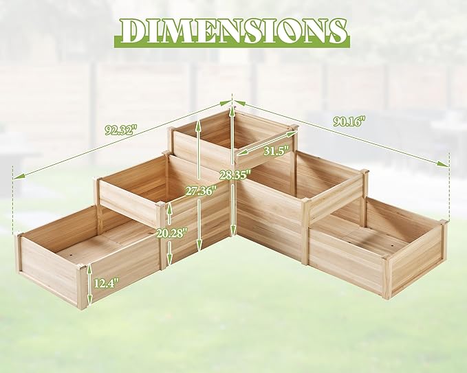 AMERLIFE 3-Tier Raised Garden Bed, 28 Inch Depth Fir Wood Planter Box - Image 8