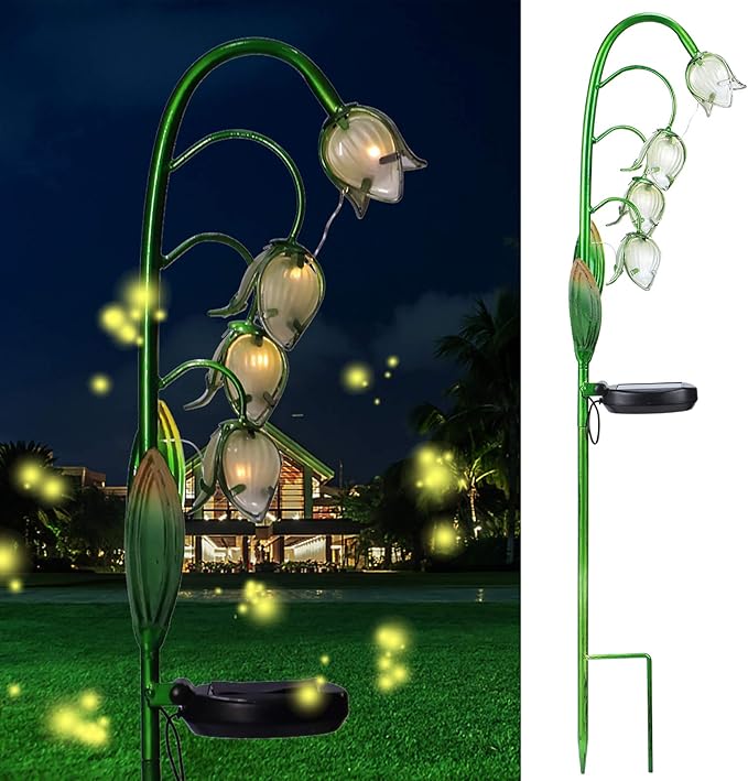 VCUTEKA Solar Garden Decor Stake Outdoor Light Glass Flower Stake - Image 8