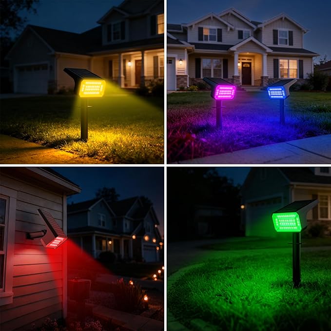 Fabrito Color Changing Solar Spot Lights Outdoor 4 Pack, Auto On/Off RGB - Image 7