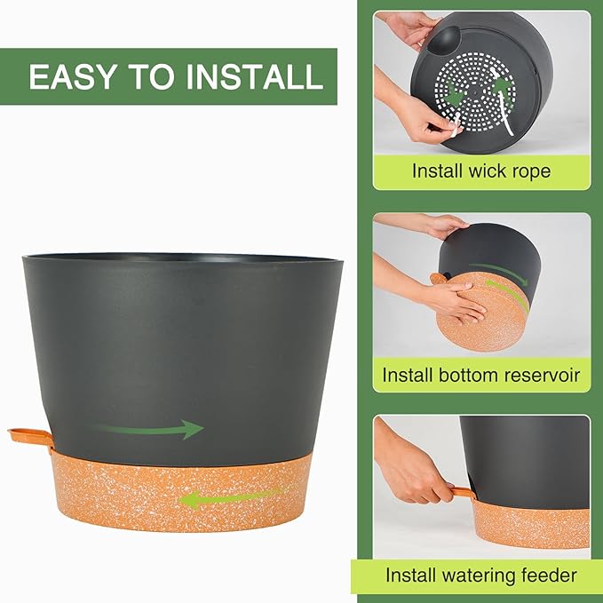 12inch Large Self Watering Plant Pot, Plastic Cylinder Planter - Image 6