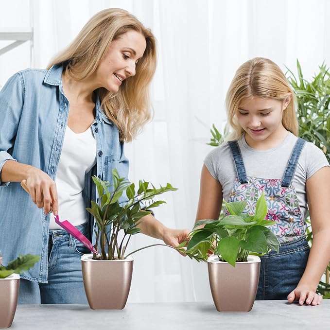 4 Pack Self Watering Pots 4-inch Decorative Flower Planters - Image 4