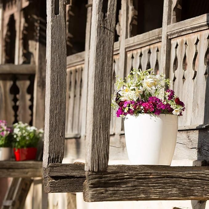 SAND MINE Self Watering Planter White Flower Pot - Image 6