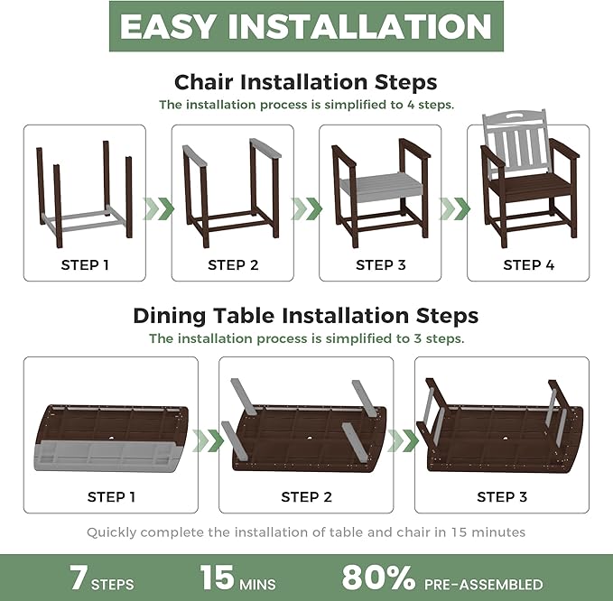 HDPE Outdoor Patio Dining Set - Image 9