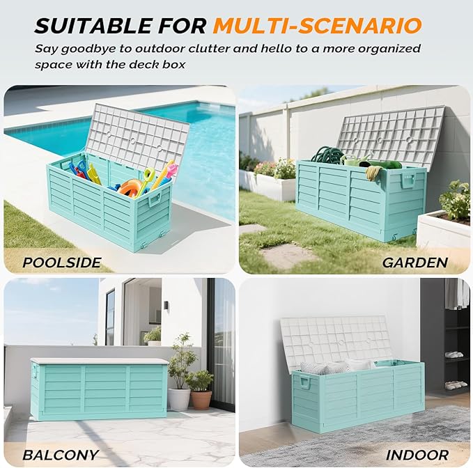 VINGLI 75 Gallon Collapsible Outdoor Storage Box, Simple-to-assemble Plastic - Image 7