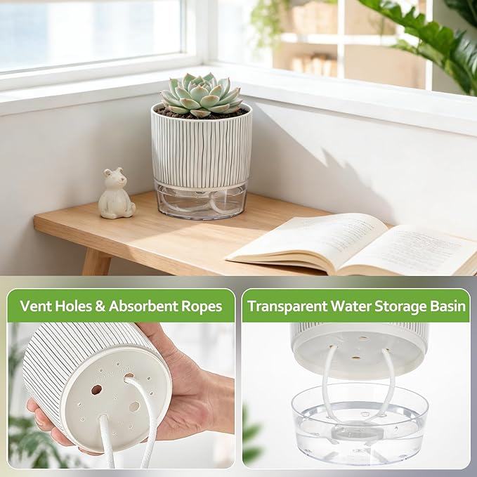 Self Watering Pots for Indoor Plants, 4 and 5.3 Inch - Image 3