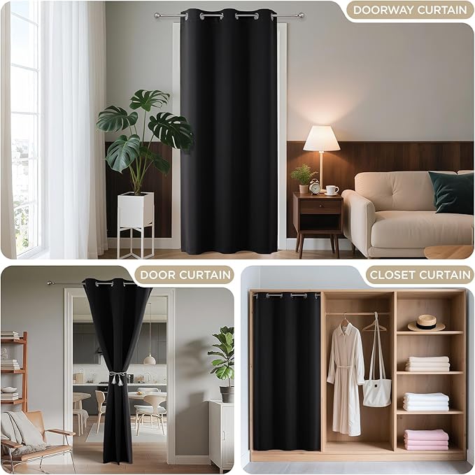 Joydeco Blackout Door Curtain for Doorway Privacy 78 Inches Long, Grommet - Image 4