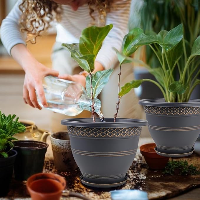 10 Inch 4 Pack Plant Pots, Plastic Flower Pot - Image 5