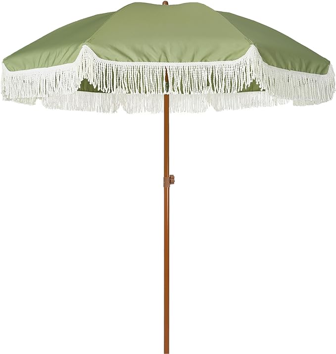 AMMSUN 7ft Patio Umbrella with Fringe Outdoor Tassel Umbrella UPF50+ Premium by AMMSUN
