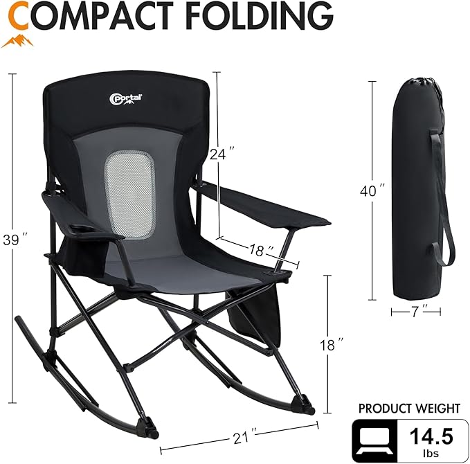 Portal Outdoor Rocking Chair Camping Folding Portable Rocker - Image 2
