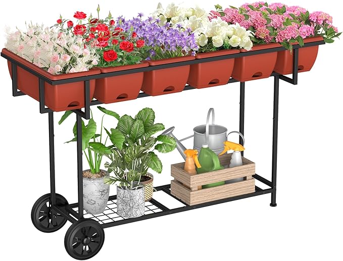 YBING Elevated Garden Bed with Wheels Outdoor 42x17x30in Elevated Raised by YBING