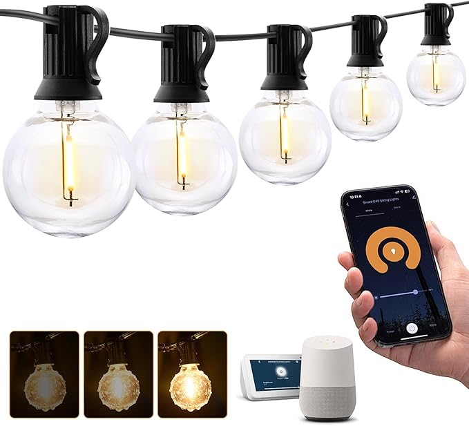 XMCOSY+ Patio Lights, Smart 50Ft Outdoor String Lights by XMcosy