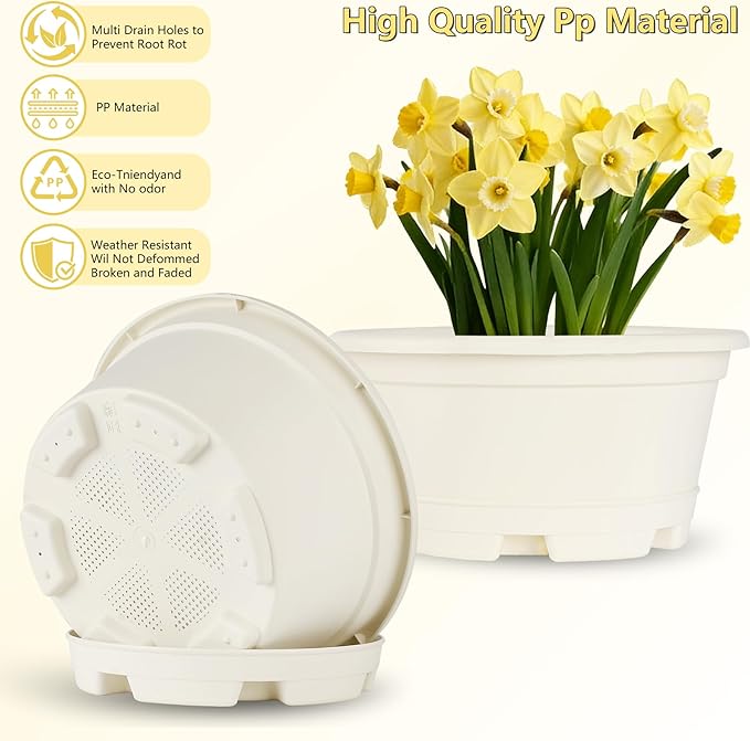5 Pack 8.5 inch Plant Pot, Outdoor Flower Pots, Plastic pots - Image 3