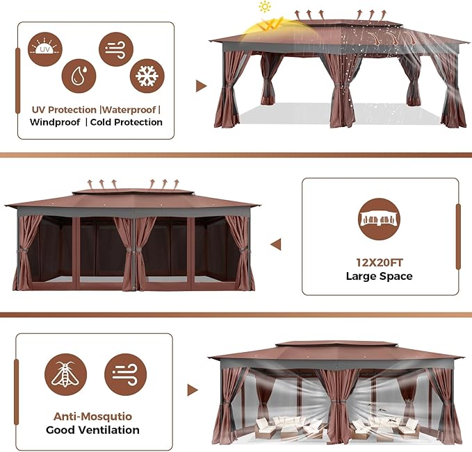 COBIZI Gazebo 12x20 Heavy Duty Gazebos - Image 8