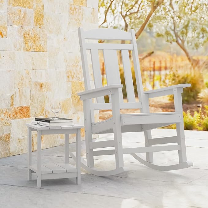 LUE BONA Outdoor Rocking Chairs Set of 2, Weather Resistant HDPS Poly Rocker - Image 6
