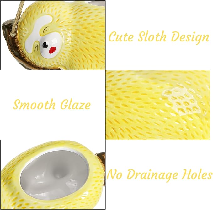 Hacaroa 2 Pack Sloth Hanging Planters - Image 4