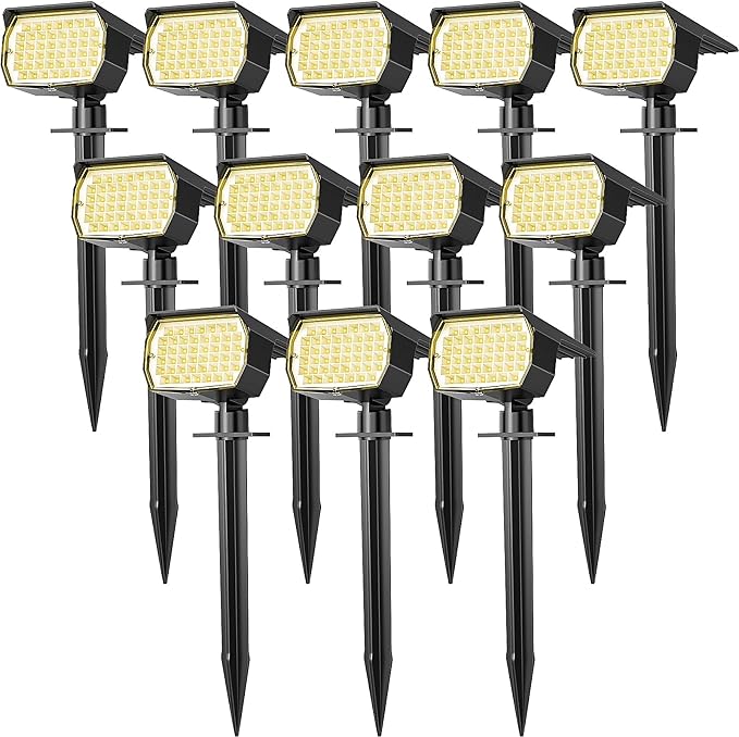 Solar Spot Lights Outdoor Waterproof IP65, 12 Pack Landscape Spotlights by WENATY