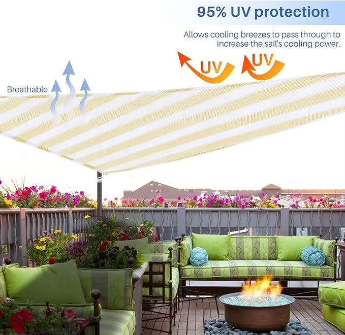E&K Sunrise 6' x 6' x 6' Sun Shade Sail Triangle Canopy Shade Cover UV Block - Image 5